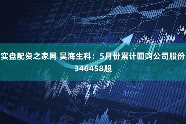实盘配资之家网 昊海生科：5月份累计回购公司股份346458股